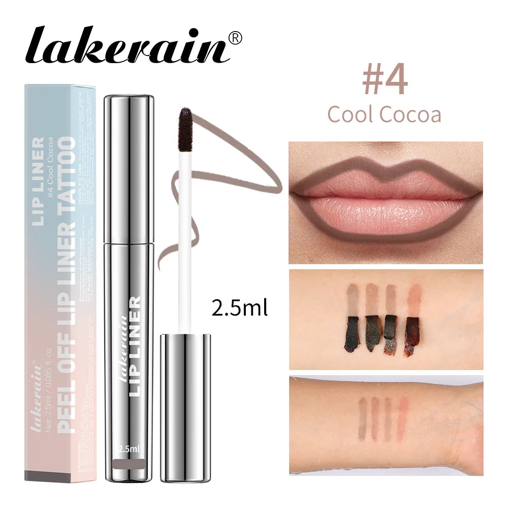 4 Colors Peel off Lip Liner Waterproof Transfer-Proof Lipstic Tattoo Waterproof Long Lasting Matte Velvet Lip Tint Sexy Red Cont