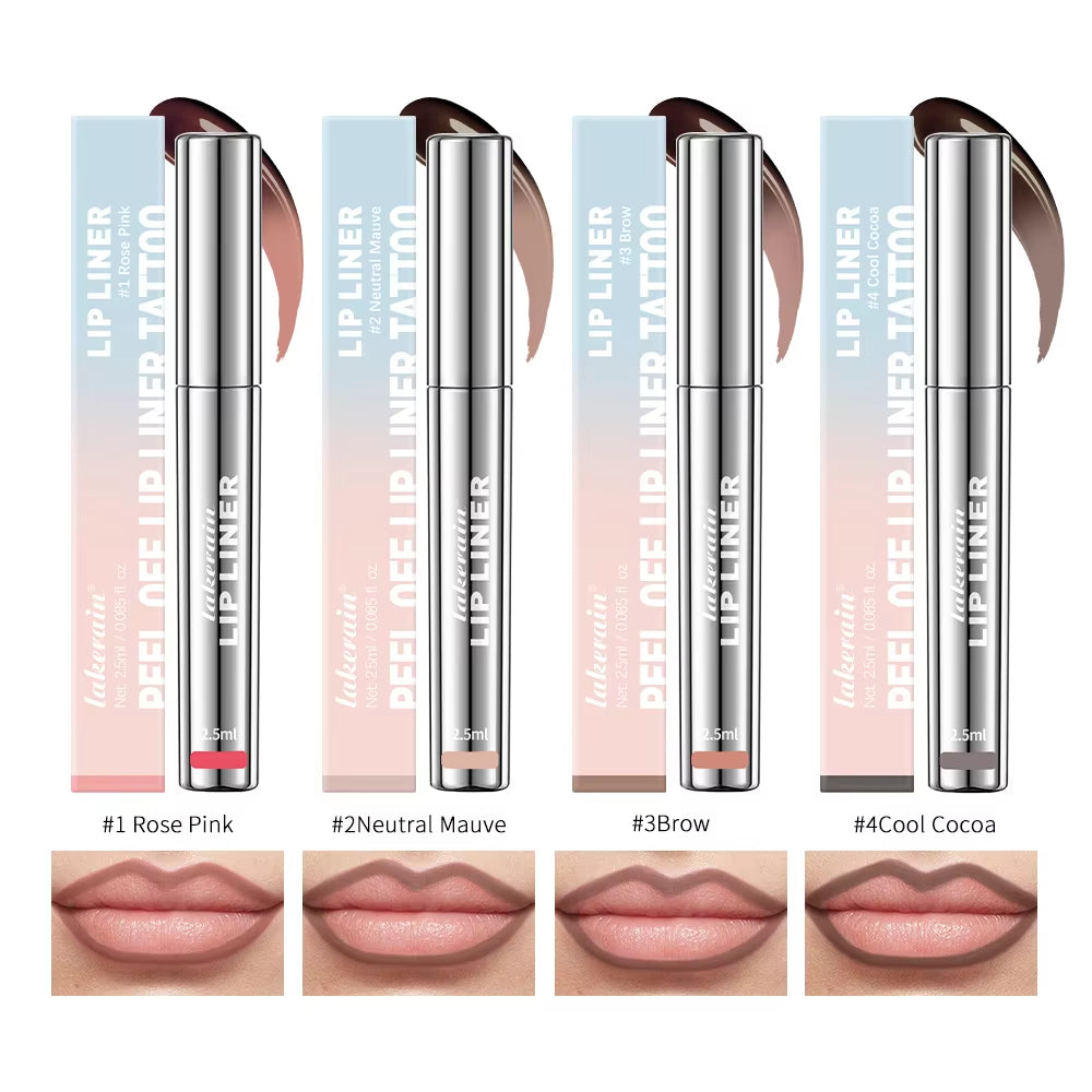 4 Colors Peel off Lip Liner Waterproof Transfer-Proof Lipstic Tattoo Waterproof Long Lasting Matte Velvet Lip Tint Sexy Red Cont